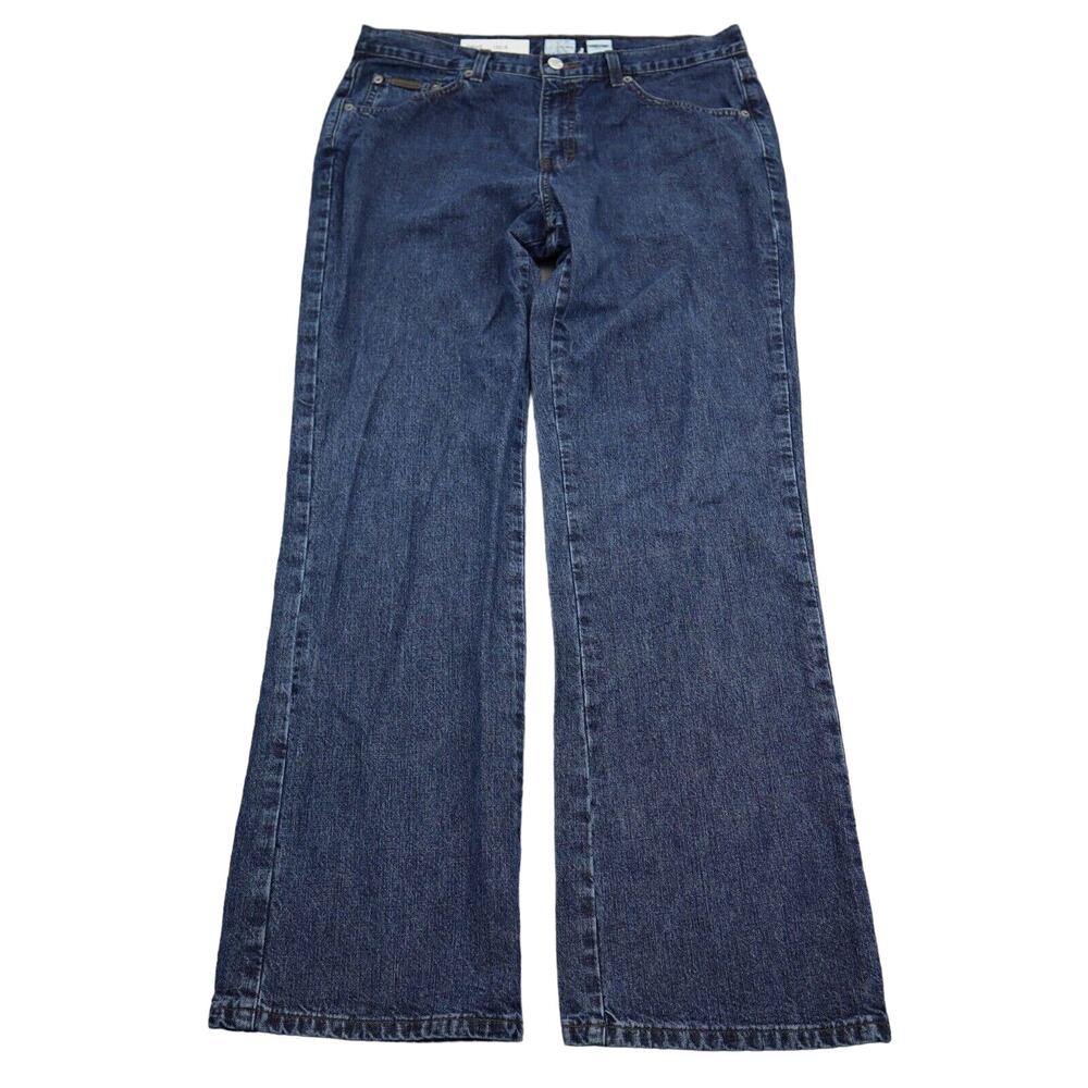 Calvin Klein Jeans Pants Womens 12 Blue Denim Flat Front High Rise Boot Pockets
